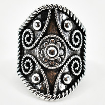 Bohemian Vintage Inspired Silver Tone Floral Flower Vine Design Statement Ring image 1