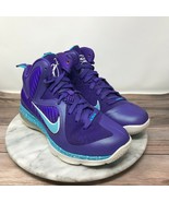 Nike Air Max LeBron 9 Summit Lake Hornets Purple Lace Up Sneakers Womens Size 8 - £81.68 GBP