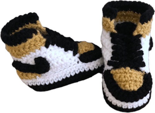 6. Air J 1  Gold Baby Crochet Shoes