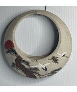 Vtg Japanese Kabin Ikebana ceramic Full Moon Hanging Flower Planter w bi... - $64.30