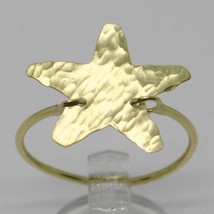 18K YELLOW GOLD FLAT STAR RING, FINELY WORKED, SATIN, HAMMERED, MADE IN ITALY image 2