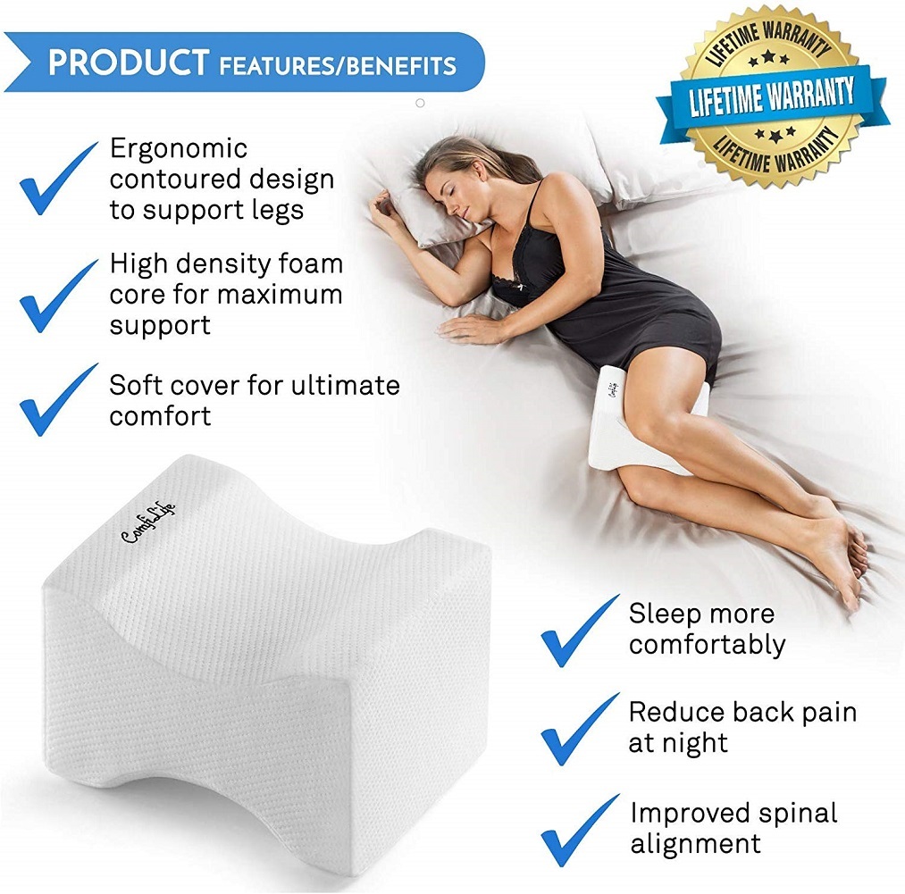 ComfiLife Orthopedic Knee Pillow for Sciatica Relief Memory Foam Wedge Contour Wedges & Bed