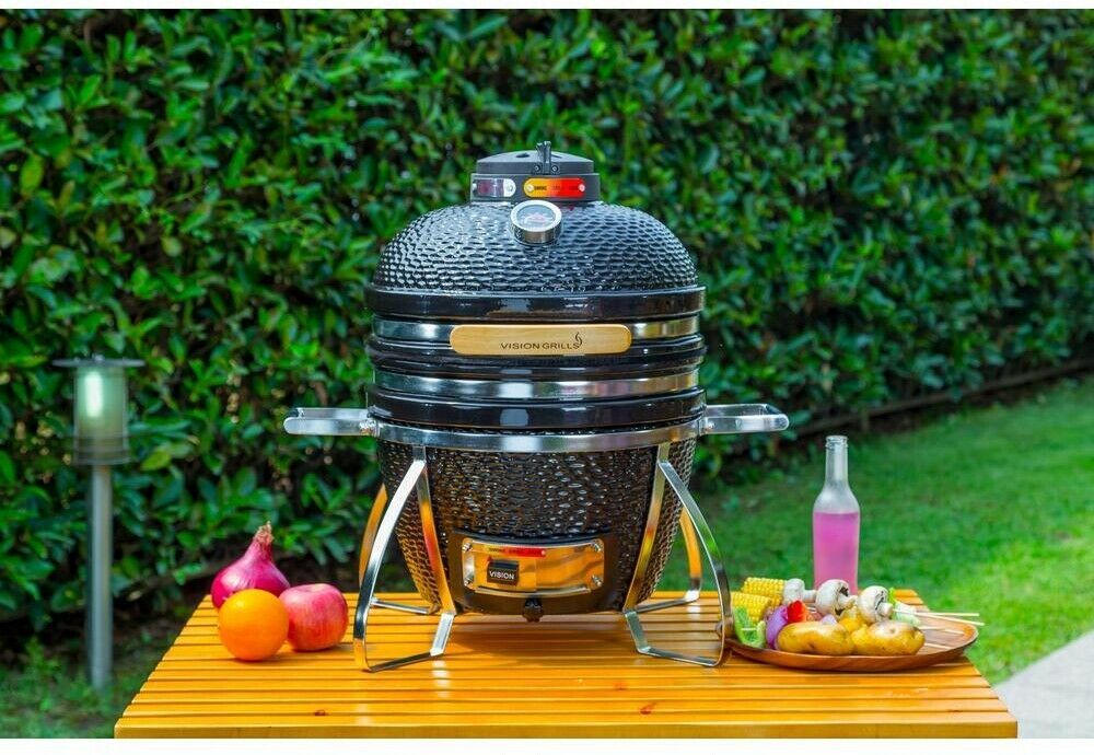 Vision Grills Kamado Charcoal Grill Heat Thermometer Stainless Steel