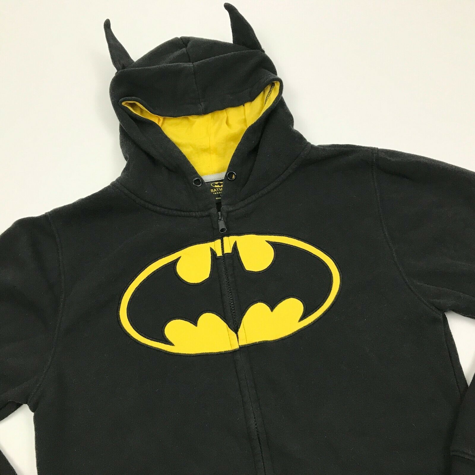 DC Comics Batman Hoodie Full Zip Size M Bat Ears Black Sweatshirt ...