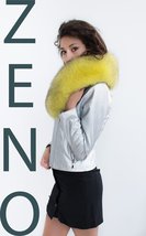 Fox Fur Collar Saga Furs Big Scarf 43' Inches Yellow Stole Wrap image 6