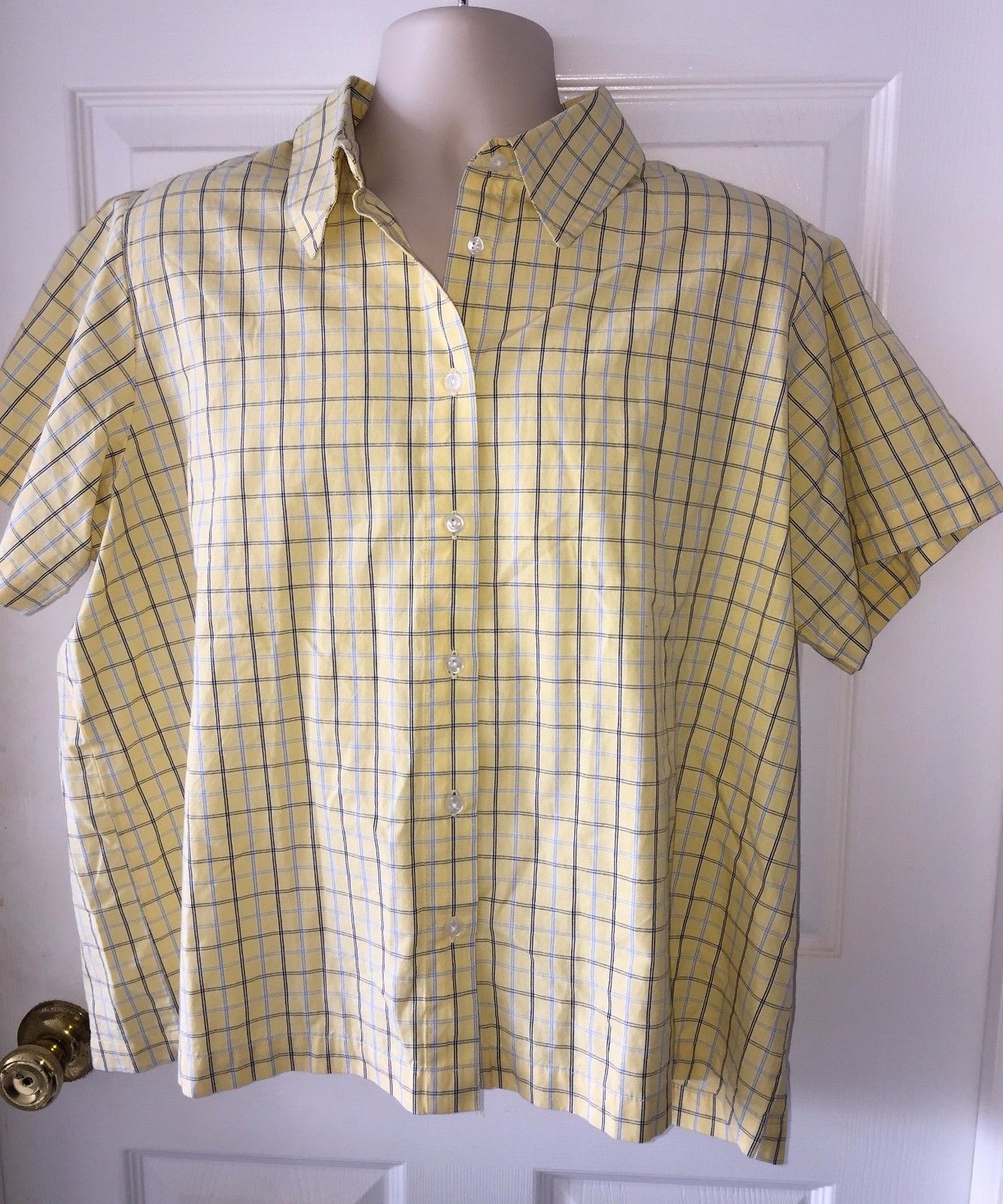 Mens Long Sleeve Flannel Plaid Checkered Button Down Casual Dress Shirts Yellow2 XX-Large
