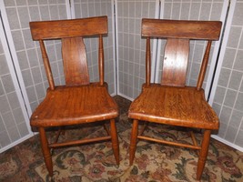 Pair of Antique Grained Painted Chairs Faux Grain 1870&#39;s Era American Co... - $195.00
