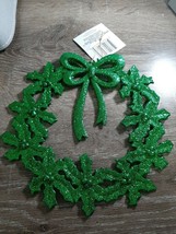 (2) Christmas House Green Glittery Poinsettia Ornament Decoration. New - $12.58