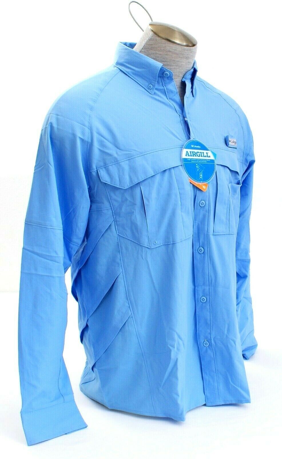 light blue columbia fishing shirt