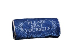 Home Theater Pillow Blue "Please Seat Yourself" Oblong 15" Long Poly Velvet image 1