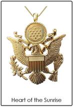 AMERICAN EAGLE Necklace - gold cap emblem us military medallion pendant jewelry - $11.99
