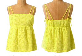 Anthropologie Tennis Star Tank 2 Small Top Yellow Top Embroidered Racquets NWT - $39.00