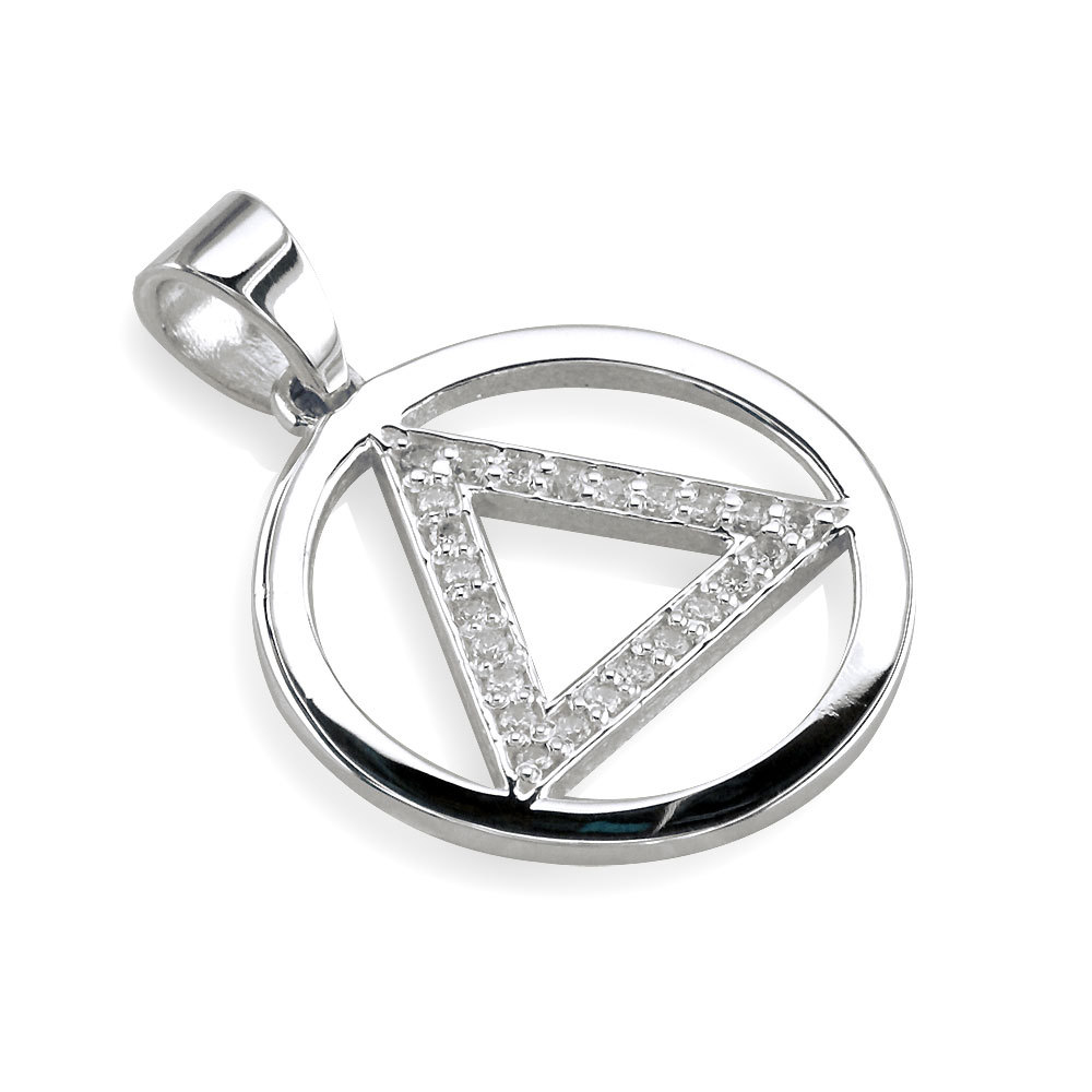 Diamond AA Alcoholics Anonymous Sobriety Pendant, 0.40CT in 14K White ...