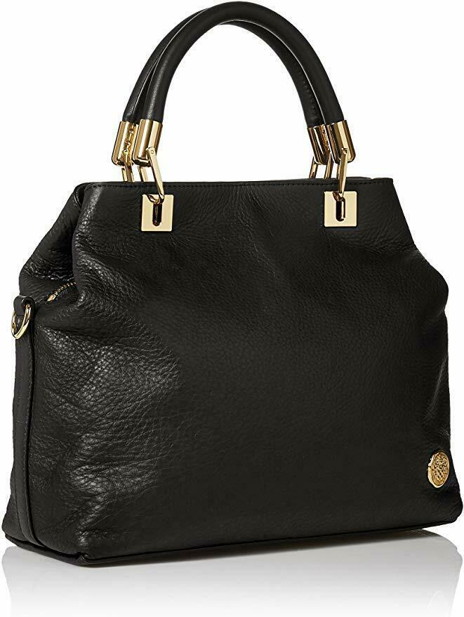 Vince Camuto Elva Satchel Black Leather Handbag NWT RETAILS $249.00 ...
