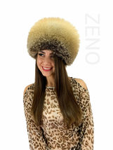 Golden Island Fox Fur Hat Natural Color Saga Furs Beanie Fur Hat Golden Fur image 3
