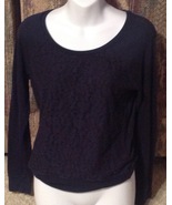Abercrombie Fitch Womens Size Small Black Lace Front Long Sleeve Top - $10.84