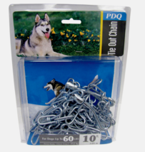 Pdq Boss Pet 10' Dog Tie Out Chain Silver Steel Snap Large Size 60 Lbs 43710 New - $18.89