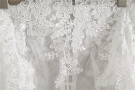 Wedding Long Sleeve Off Shoulder Crop Lace Top Plus Size Floral Lace Bridal Top image 4