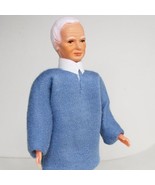 Dressed Grandpa Doll 1764 Caco Blue Sweatshirt Flexible Dollhouse Miniature - $26.22