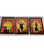 SET of 3 DIFFERENT WOODEN WALL DECOR PLAQUES (9&quot; x 7&quot;) HALLOWEEN THEME - $17.81