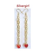 Medium Link Red Gold Plate Chain Earrings - $15.99