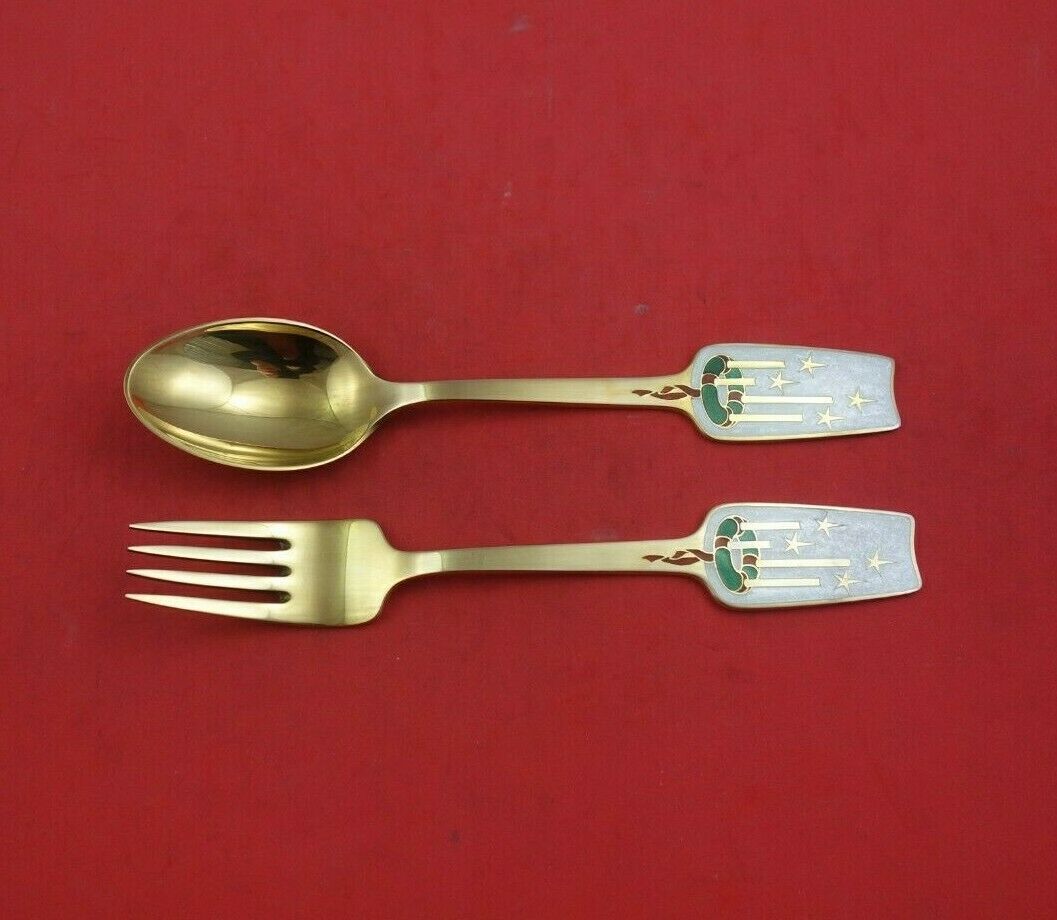 Primary image for Christmas by A. Michelsen Sterling Silver Fork and Spoon Set 2pc 1949 Advent