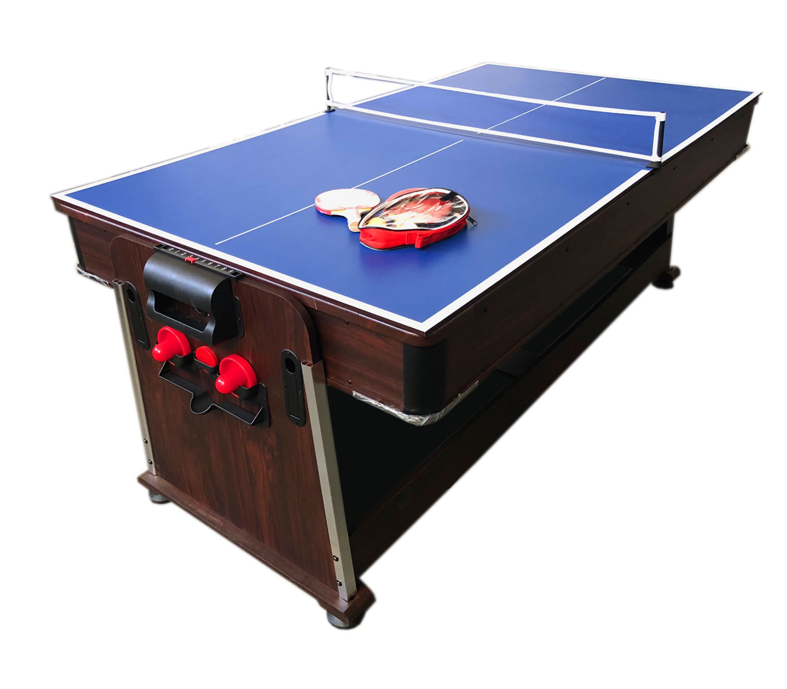 4 in 1 7Ft Green Pool Table + Air Hockey + Tennis Table Tennis