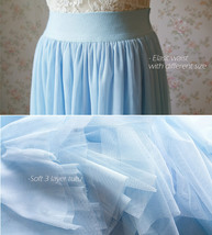 LIGHT BLUE Plus Size Bridesmaid Tulle Skirt High Waist Floor Length Tulle Skirt image 5