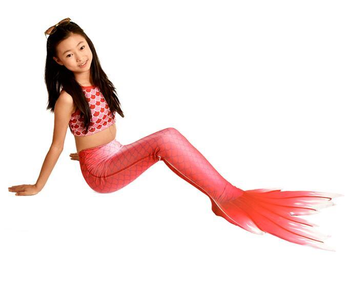 Red Scale Mermaid Tail for Swimming for Kids, Fairy Swimmable Mermaid Tails Gift