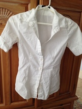 Mojo white blouse button front short sleeve juniors size small - $19.99