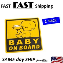 Car Exterior Baby on Board Safety Sign Sticker Decal 11cm x 11cm ---- 2 ... - $9.89
