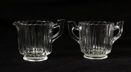 Elegant Ribbed Rays Creamer and Open Sugar Set Excellent - $7.51