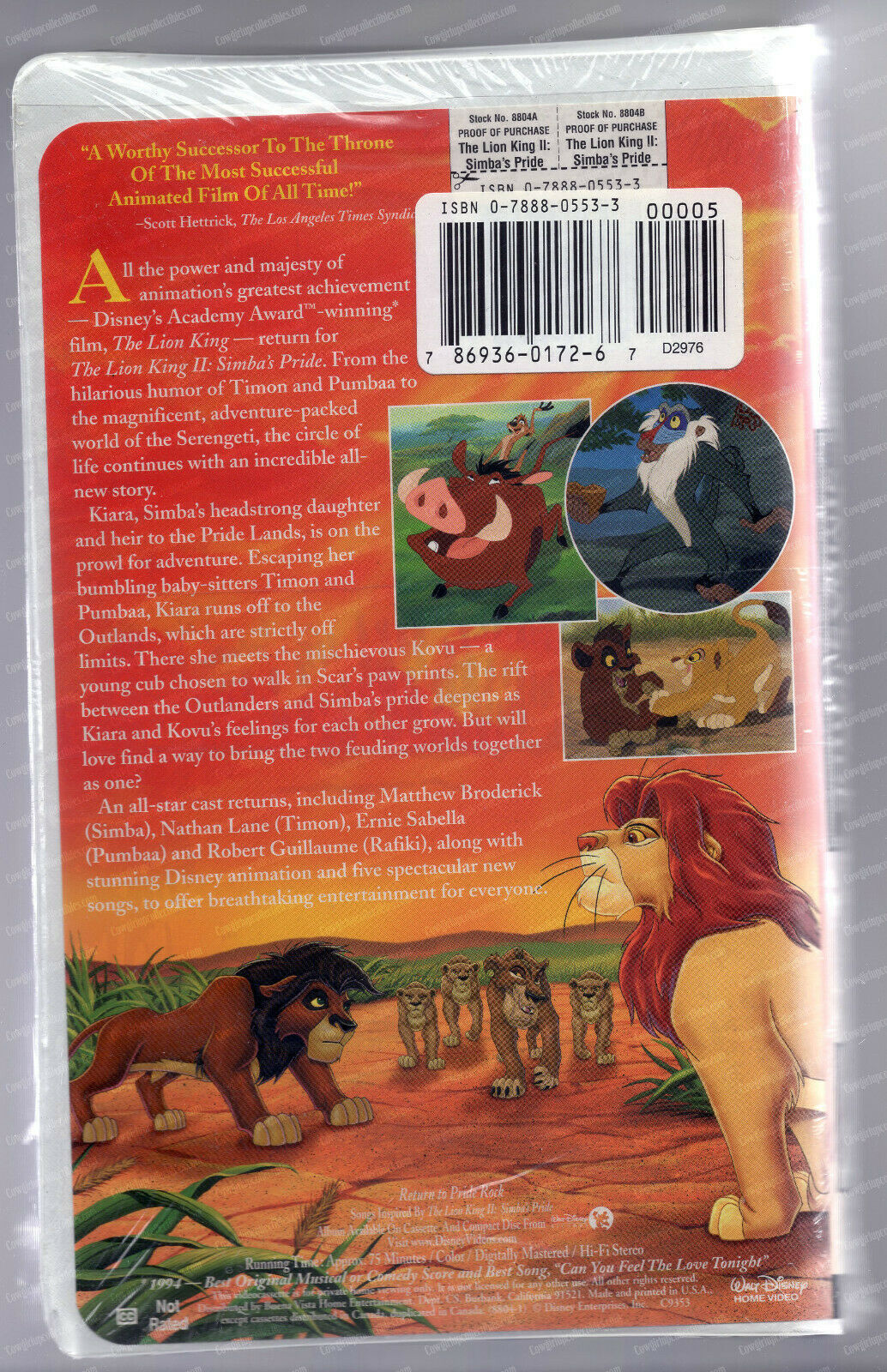 Vtg Sealed Disney Vhs The Lion King Simbas Pride Water Marks Read My Xxx Hot Girl 8106
