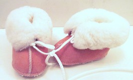 Minnetonka Toddler Moccasins Slippers Suede Faux Fur Lined PINK Size 4 N... - $24.63