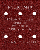 RYOBI P440 Cordless - 1/4 Sheet - 17 Grits - No-Slip - 5 Sandpaper Bulk Bundles - $7.49