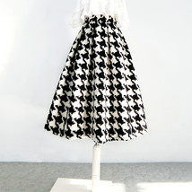 Winter Green Houndstooth Skirt Pleated Midi Party Outfit Women Woolen Skirt Plus image 9
