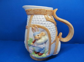 Fitz And Floyd Omnibus Golfing Bunny 1.5 Quart Pitcher In Very Good Condition - $29.00