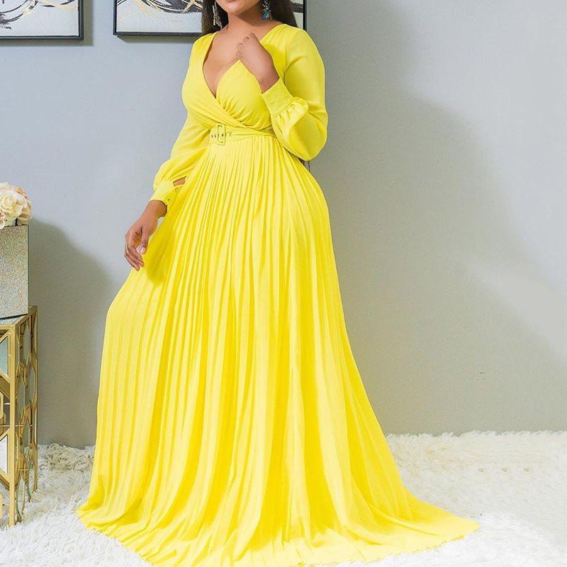 plus size long yellow dress