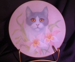 Hamilton Limited Pink Lillies Petal Purrs Kitten Cat Collector Plate - $19.99