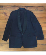 Vintage Oscar Wool Satin Lapel Tuxedo Formal Wedding Suit Jacket Blazer 43&quot; - $33.99
