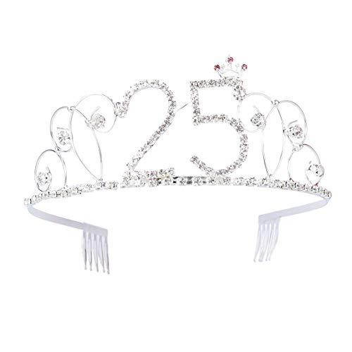 25th Birthday Tiara Crystal Rhinestone Birthday Crown Headband Hair