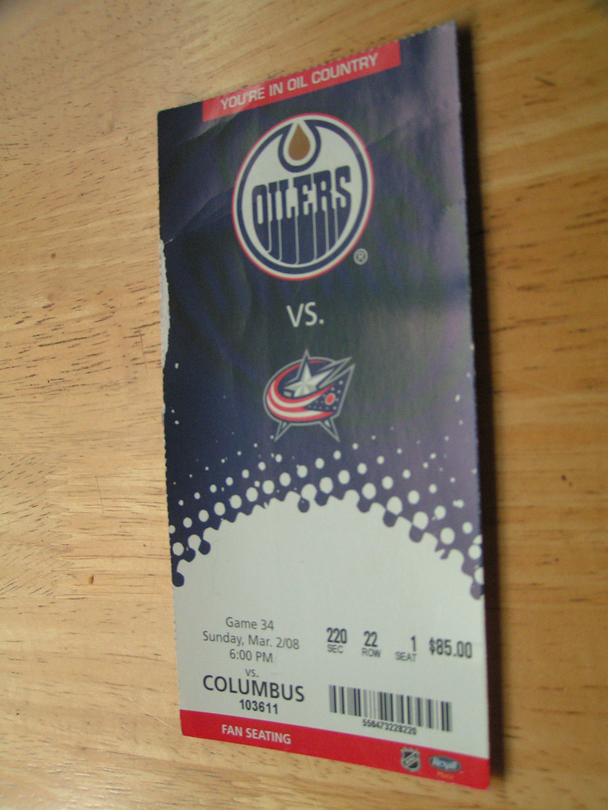 NHL Edmonton Oilers Full Unused Ticket Stubs (3,95 EachFree Shipping