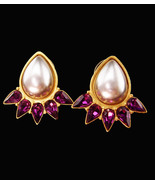 Vintage Yves Saint Laurent earrings - French jewelry - purple rhinestone... - $125.00