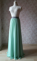 MINT GREEN Maxi Chiffon Skirts Mint Green Wedding Chiffon Skirt Plus Size image 3