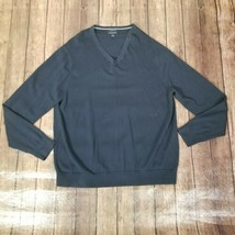 Lands' End Mens Sweater Navy Blue Size XL Extra Large V-Neck Long Sleeve - $17.81