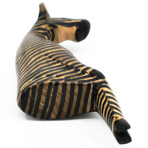Hand Carved Jacaranda Wood Ledge Lounging Sitting Zebra Figurine Made in Kenya image 5