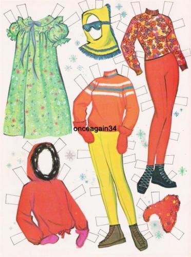 VINTAGE UNCUT 1963 TEEN TIME PAPER DOLLS~#1 REPRODUCTION~8 PAGES CLOTHING!