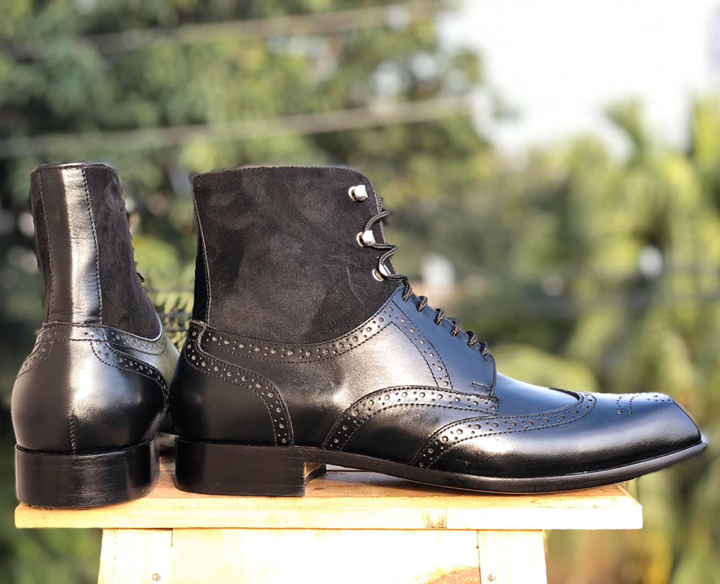 mens black leather lace up boots