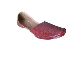 Men Shoes Traditional Indian Handmade Leather Espadrilles Cherry Mojari US 7-10 - $54.99