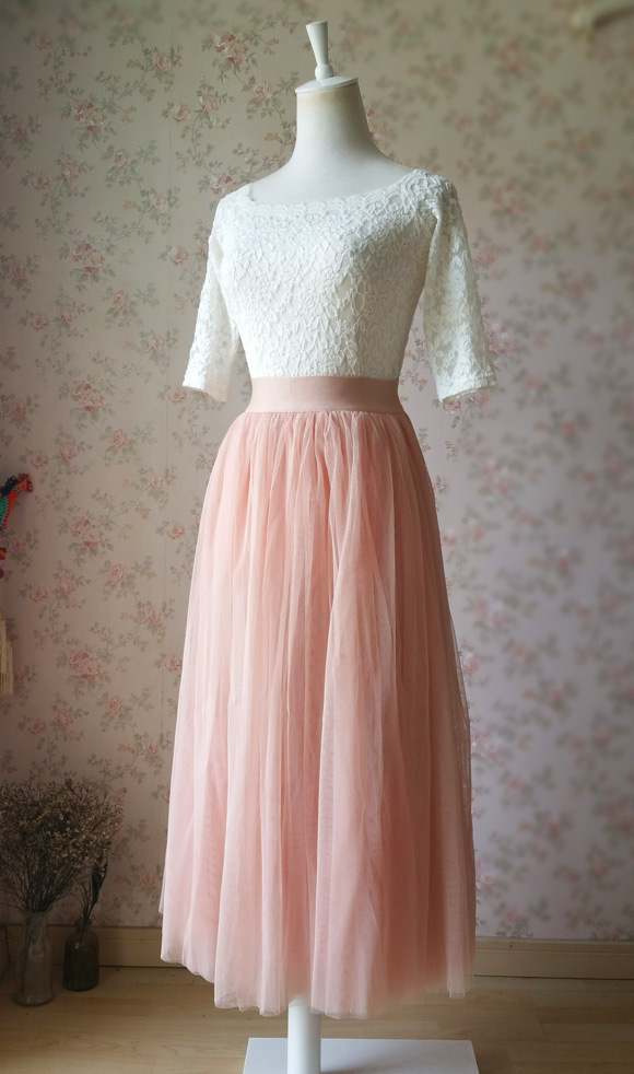 Blush Maxi Skirt and Top Set Elegant Wedding Bridesmaids Outfit NWT